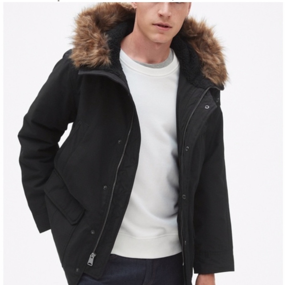 Gap Men’s Black Winter‎ Parka Cold Control Max Snorkel Hooded Coat Size XL